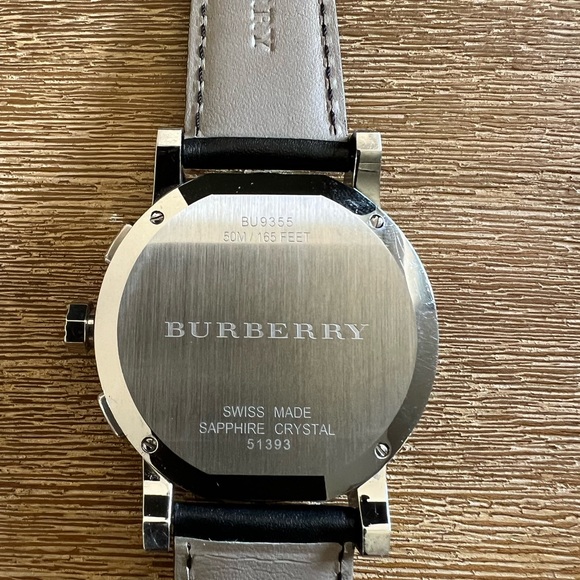 Silver Burberry Chronograph Analog Watch - with black Burberry 20mm band - Picture 3 of 6